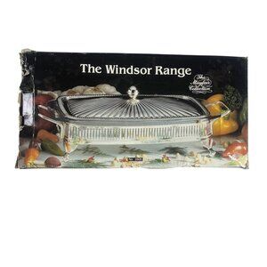 Windsor Range Mayfair England Pyrex 3 Pint Glass Dish Sliver Plated Tray